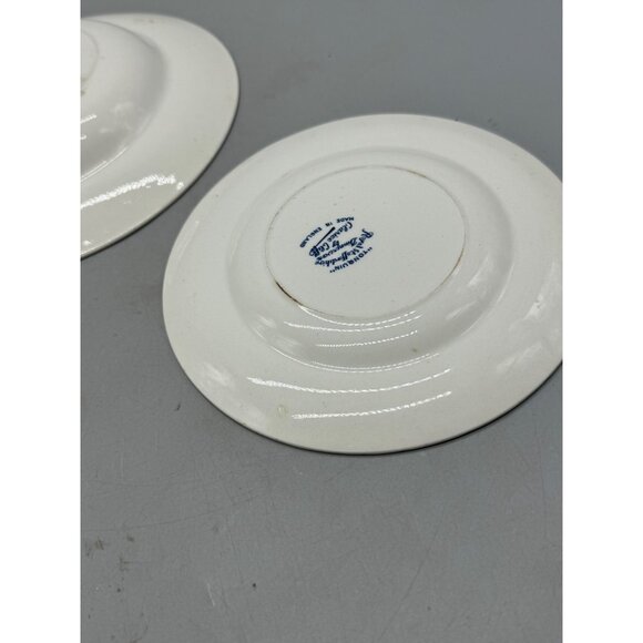 tonquin royal Stafford Clarice Cliff  Blue White Ironstone Bowl Plates Set Of 3 - Picture 10 of 12
